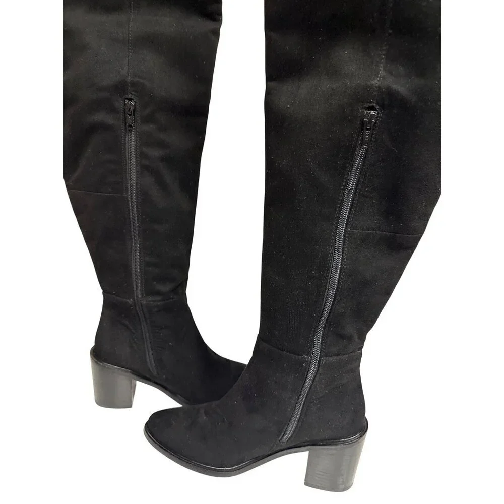 Seychelles Tall Women's Boot Black Heeled Zipper Over Knee High Classic Size 6